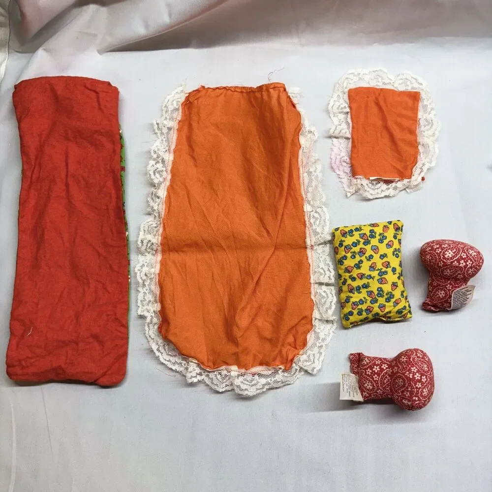 Vintage 70s Barbie and clone Slumber Party Bedspread Blankets and Pillows lot